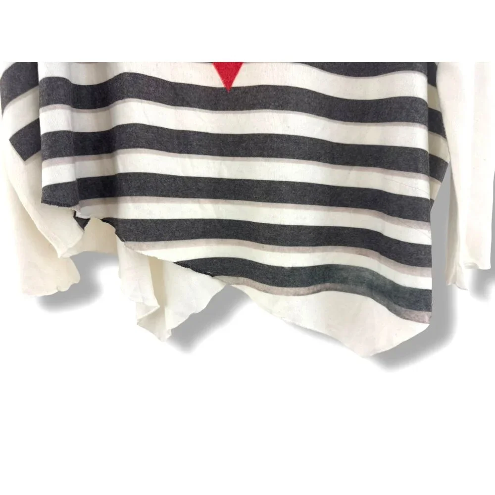 Oversized Heart Striped Asymmetrical Hem‎ Dolman Sweater Sweatshirt Size XL